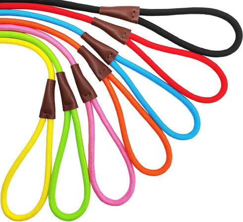 Rope Slip Lead Dog Leash | Heavy Duty 1/2” by 5ft Solid Colors | 7+ Climbing Nylon Round Training Leash for Medium Large
