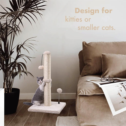 Premium Cat Scratching Post Kitten Scratcher Sisal with Hanging Ball 22in for Kittens (Beige)