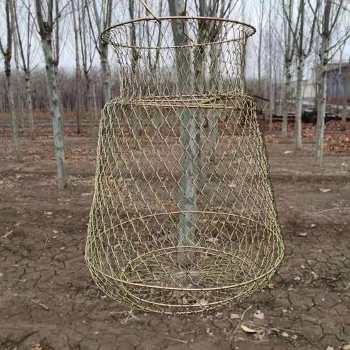PSGGARY Steel Wire Galvanized Collapsible Crab Fisher's Basket, Metal Rustproof Portable Fishing Basket Cage