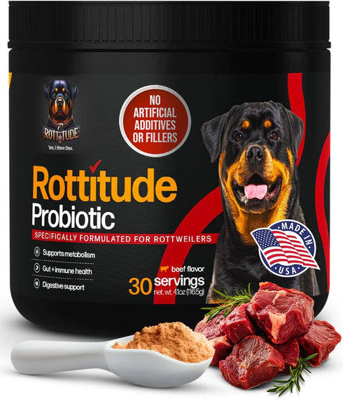 Rottitude Probiotics for Dogs Natural Dog Probiotics for Digestive Health, Gut Health, Yeast,