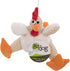 goDog Checkers Fat Rooster Dog Toy, Squeaky Plush, White, Small, Chew Guard Technology