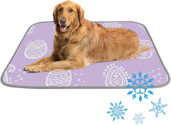 imiBBWQu Cooling Dog Bed Easter Eggs Purple Dog Cooling Mats Washable Beach Pad