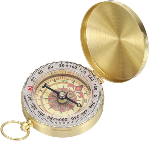 PATIKIL Camping Survival Compass - Brass Pocket Compass Glow in The Dark for Hiking, Camping, Hunting Navigation