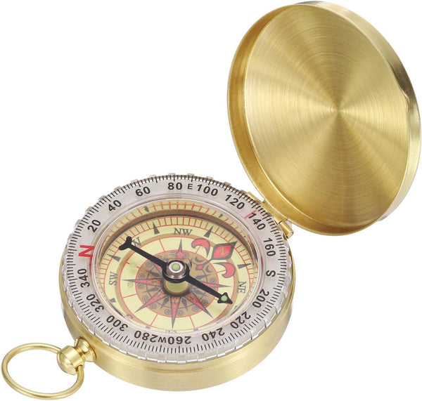 PATIKIL Camping Survival Compass - Brass Pocket Compass Glow in The Dark for Hiking, Camping, Hunting Navigation