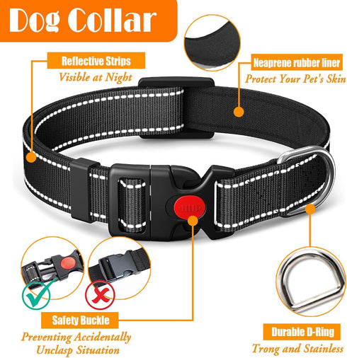 No Pull Dog Harness, Collar & Leash Set with Dog Seat Belt, Collapsible Bowls & Poop Bag Dispenser for Small to Large