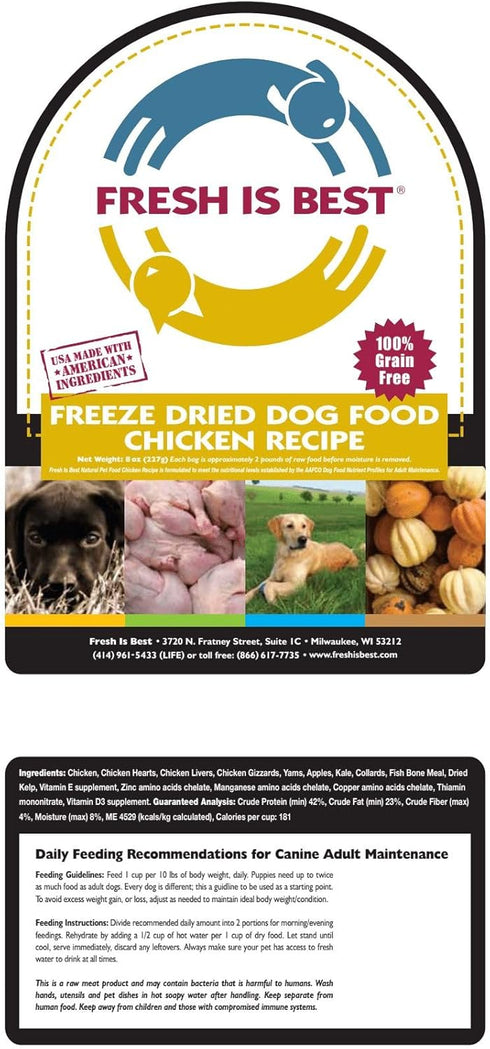 Fresh Is Best Freeze Dried Raw Dog Food - Chicken, 16 Ounces