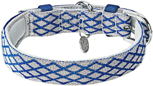 Blueberry Pet Diamond Pattern Adjustable Neoprene Padded Dog Collar - Royal Blue, Neck 17-20.5", for Large Breed