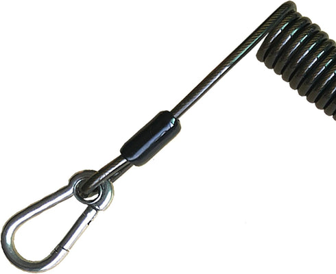 Retractable Fishing Tool Lanyard, Coiled Stainless Steel Heavy Duty Safety Rope Tether with Carabiner - 2 Pcs
