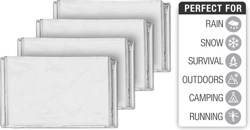 Swiss Safe Emergency Mylar Thermal Blankets + Bonus Space Blanket - Compact Insulated for Cold Weather, 25 Pack