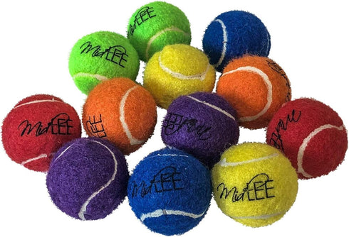 Midlee Mini Dog Tennis Balls with Squeaker, Set of 12 Solid Colors, 1.5"