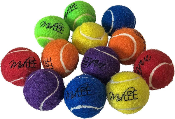 Midlee Mini Dog Tennis Balls with Squeaker, Set of 12 Solid Colors, 1.5"