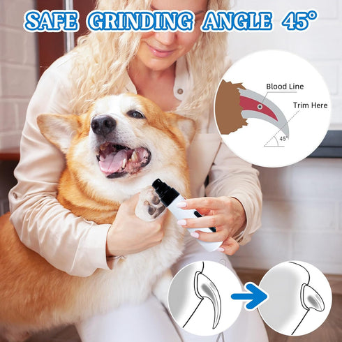 ONRSV 2-Speed Trimmer, Silent Groom Pro Nail Grinder, Rechargeable Quiet Dog Nail Gentle Electric Pet Nail Grinder Tool