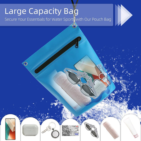 WALNEW Waterproof Dry Bag - Lightweight Pouch with Watertight Zipper for Kayaking, Beach, Camping (BLUE)
