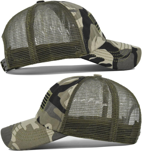 YOLAI Camouflage Print Baseball Caps Mesh Breathable Trucker Sun Hats Sunscreen Adjustable Visors Cap for Women Men