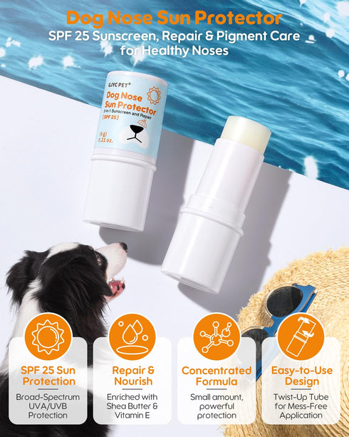 25 Dog Nose Sunscreen Balm SPF Natural, Lick-Safe Sun Protection with Shea Butter & Sea Buckthorn Moisturizes & Shields