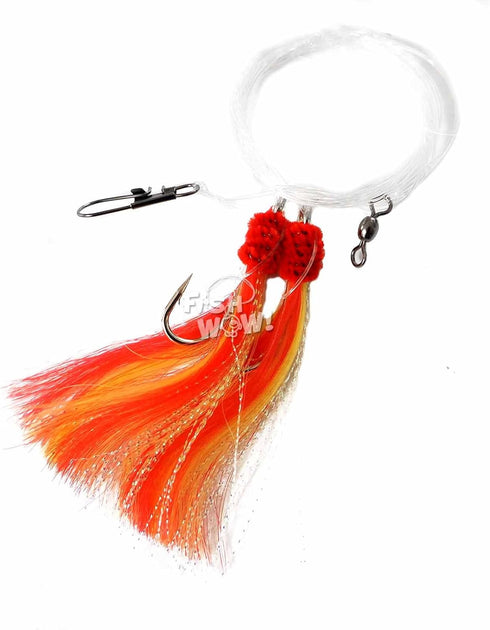 20 Packs 5/0 of Fishing Hooks with Shrimp Flying Rig - Red/Yellow