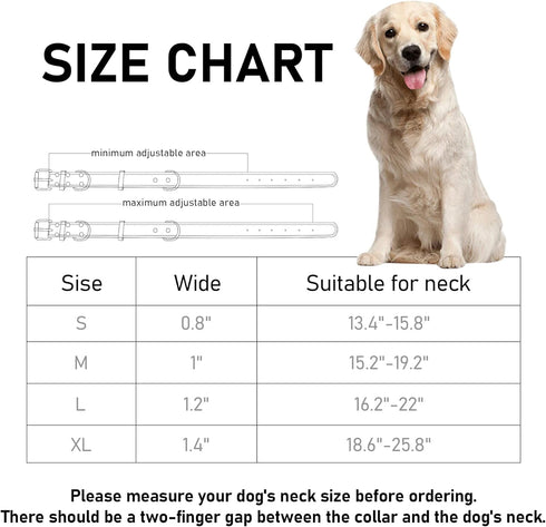 Genuine Leather Dog Collar, Heavy Duty Wide Collar for Small Medium Large Extra Large Dogs, S: 0.8" Wide for