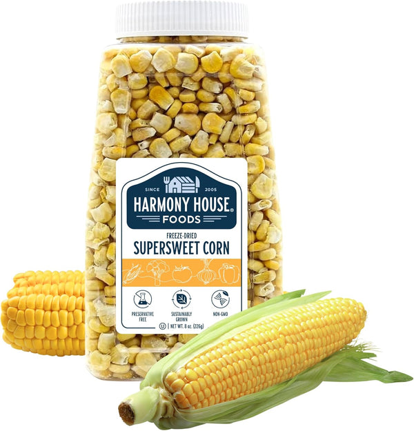 Harmony House Premium Sweet Corn Freeze-Dried - 100% Natural, Healthy Snack Foods
