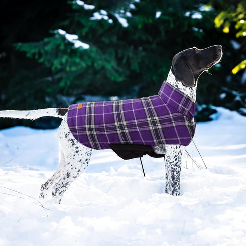 Kuoser Waterproof Dog Coat, Adjustable XL Jacket for Extra Large Dogs, Reversible Cozy Winter Apparel, Purple