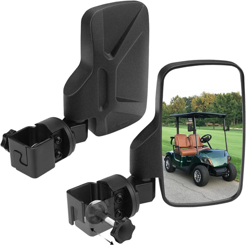 Golf Cart Mirrors, Universal Rear View for 0.7"-1.35" Square Rail, 360° Rotation, No Drilling