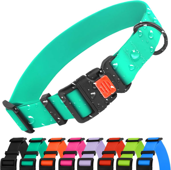 CollarDirect Waterproof Dog Collar - Adjustable Silicone Plastic Collar for Large, Medium, Small Dogs, Mint Green