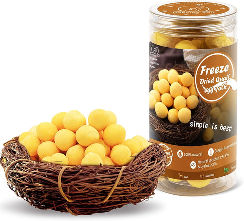 Freeze Dried Cat and Dog Treats: Limited Ingredient Quail Egg Yolk Healthy Snacks for Training (4.6 Ounce)
