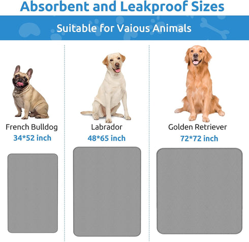 34"x52" (2 Pack) Washable Reusable Dog Pee Pads, Absorbent & Waterproof Puppy Training Pad for Crate, Playpen & Carpet