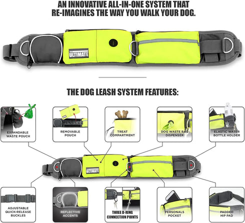 TAKSIN The Ultimate Hands-Free Dog Leash System for Walking, Running, Hiking, Training, Reflective Bungee Leash, Treat