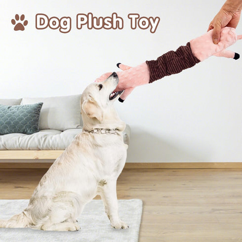 Plush Squeaky Dog Toys for Dogs, Interactive Dog Tug of War Toy for Small/Medium/Large Breed (Pig)
