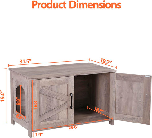 ZENY Cat Litter Box Enclosure, Litter Box Furniture Hidden, Wooden Litter Cabinet with Divider, Farmhouse Style Cat