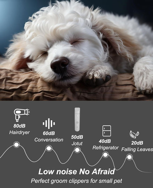 Small Dog Electric Clippers for Grooming - 4 in 1 Cordless Low Noise Paw Trimmer Nail Grinder Shaver for Small Pets