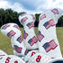 US Flag Patriotism Golf Club Head Covers | White for Driver, Fairway Hybrid Woods - 4 Options - Synthetic Leather Set
