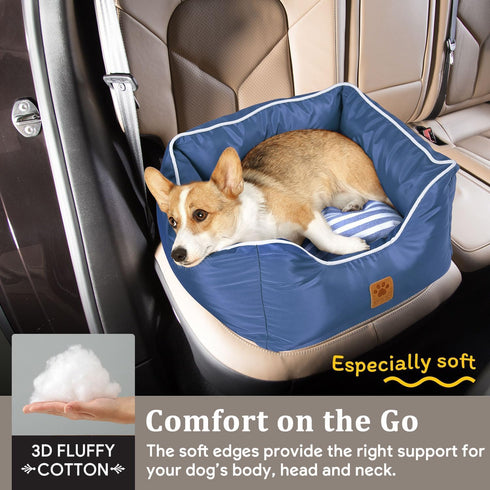 Premium Small Dog Car Seat - Waterproof Car Seats for Small/Medium Dogs, Pet Seat with Clip-On Leash for Travel Carrier