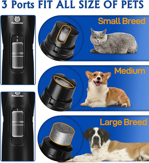 Dog Nail Grinder, 2-Speed with LED Light, Quiet Low-Vibration Nail Trimmers for Large, Medium, Small Dogs & Cats