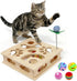 Pine Wooden Cat Puzzle Box, Interactive Maze & Scratch Enrichment Toy, Puzzle