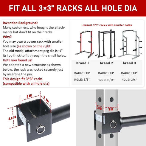 SYL Fitness Olympic Weight Plates Holder, Power Rack Attachment for 2x2 & 3x3 inch Square Tube Storage