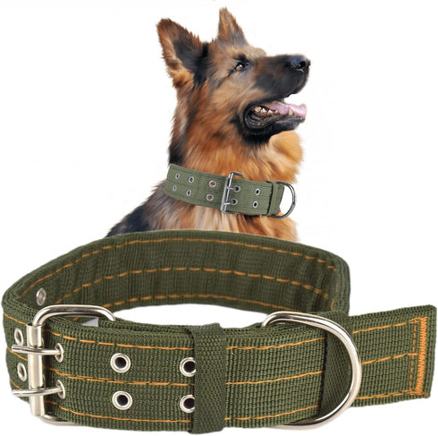 Buckle Dog Collar, 2 Wide Adjustable Nylon Military Tactical Collars, Heavy Duty