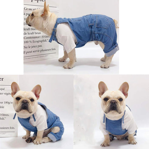 Dog Shirts Clothes, Denim Overalls for Small Medium Dogs & Cat, Comfortable Puppy Costumes, Dog Denim Shirts (XL)