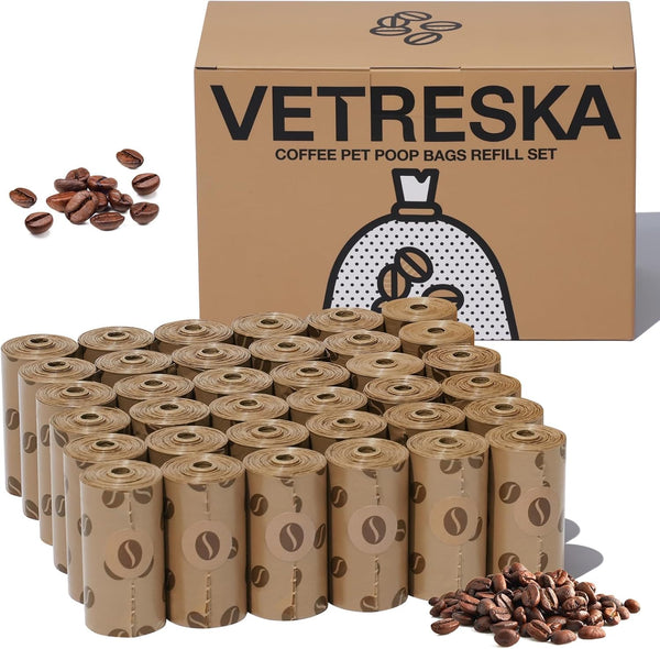 VETRESKA Dog Poop Bags, 540 Count Coffee Scented Waste Bags, Leak Proof,