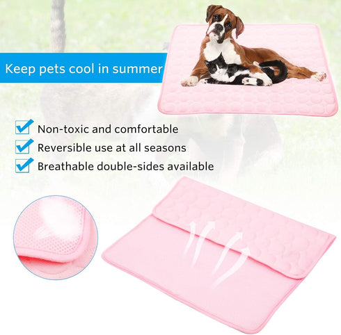 Pet Cooling Mat for Dogs, Ice Silk Cooling Blanket for Extra Large Dogs, Indoor & Outdoor (Pink, XL 40" x 28")