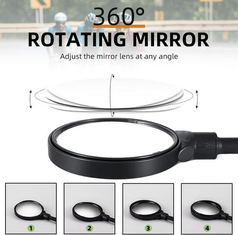 ROCKBROS Bike Mirror Handlebar Mount, 360° Rotatable Adjustable Bicycle Rear View Mirror for Mountain Road Bike