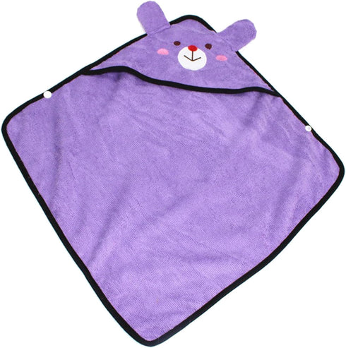 FILFEEL Pet Bathrobe Soft Strong Absorbent Fast Drying Hooded Microfiber Towel for Small Dogs Cats Teddy S (M)
