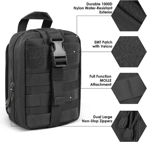 Gogoku 2-Pack 1000D First Aid Pouch Nylon Tactical Molle Medical Pouch Utility Pouch for Outdoor Activities Medical