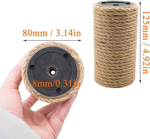 2 Pack Cat Scratching Posts Jute Rope Replacement Scratcher Refill Post for Cats Cube Tower Kittens Scratch Pole Perch Interactive Toys Carpeted Furniture Accessories Deterrent Tree 4.92 ''