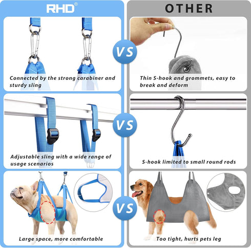 RHD Dog Grooming Hammock Harness for Small Dogs and Cats, Pet Grooming Supplies Kit with Nail Clippers and Comb