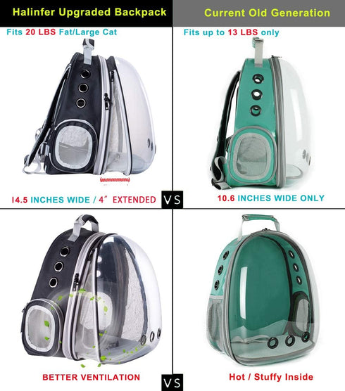 Front Expandable Cat Backpack Carrier, Space Capsule Bubble Window for Large Cats & Small Puppies, Up to 20 lbs