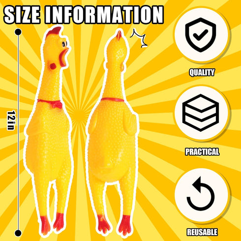 Honoson 32 Pcs 12'' Rubber Chicken Dog Toy - Squeeze Screaming Chicken Toy for Reducing Separation Anxiety (Yellow)
