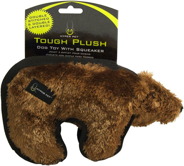 Hyper Pet Tough Plush Brown Bear Durable Dog Toy with Squeaker