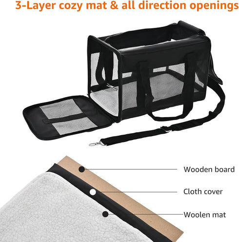 16 16.5" 10.6" 11" Amazon Basics Airline Approved Soft-Sided Mesh Pet Travel Carrier with Shoulder Strap, Portable