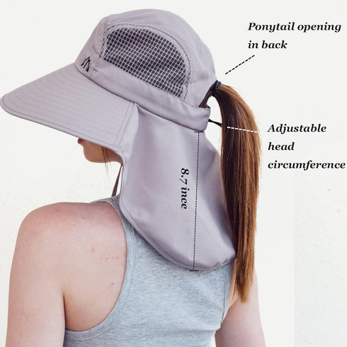 LMLALML Women's Sun Hats, Wide Brim UPF 50+ UV Protection Hiking Fishing Gardening Hats with Neck Flap